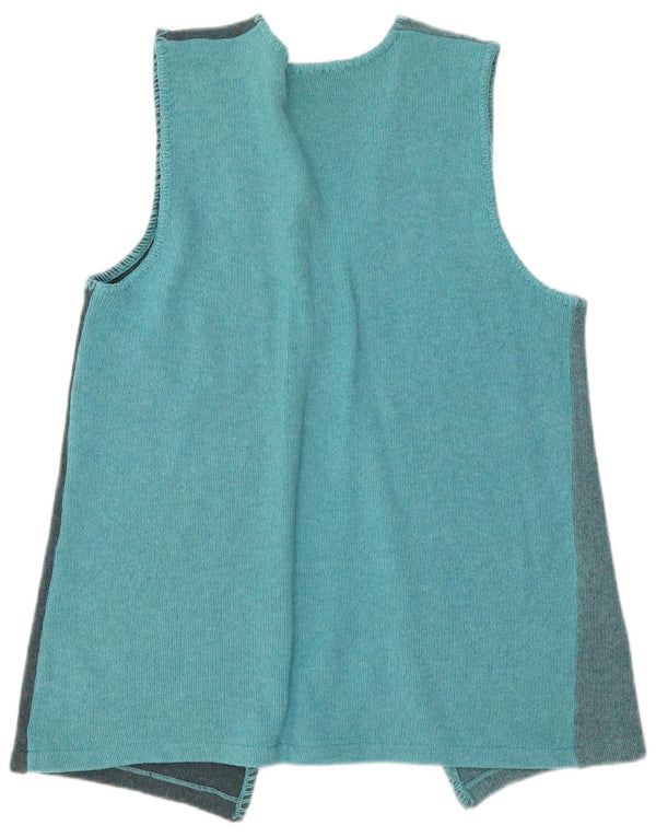 VINTAGE Womens Cardigan Sweater UK 14 Large Turquoise Colourblock
