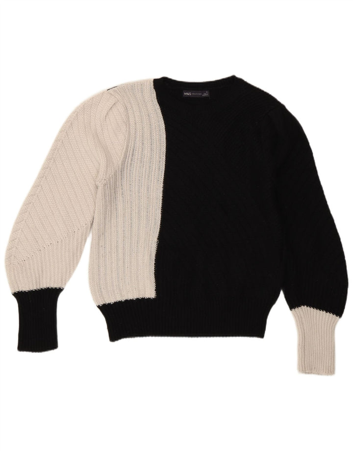 Suéter feminino Marks & Spencer com gola redonda Reino Unido 12 médio preto