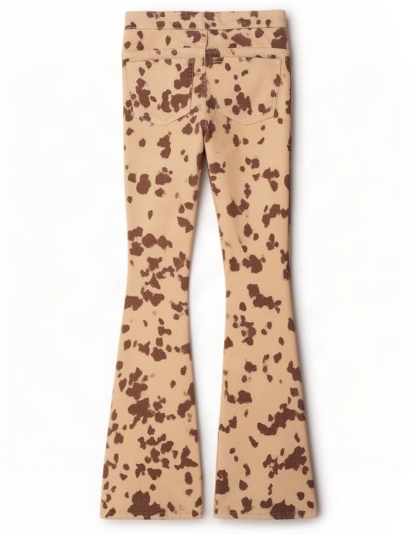 Zara Jeans feminino queimado EU 36 XS W26 L33 bege estampa animal algodão
