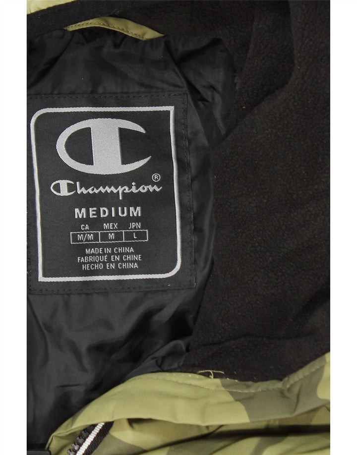 Jaqueta masculina acolchoada com capuz Champion UK 38 camuflagem cáqui média