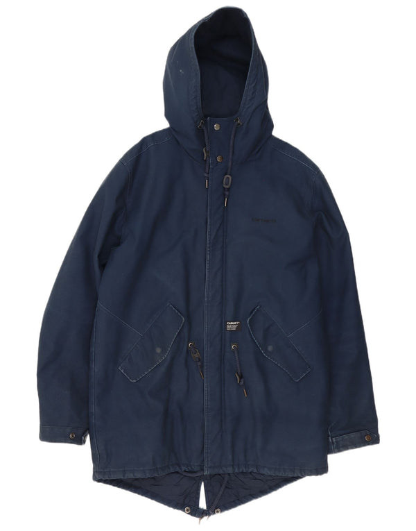 Jaqueta Parka masculina com capuz Carhartt UK 42 XL azul marinho poliéster