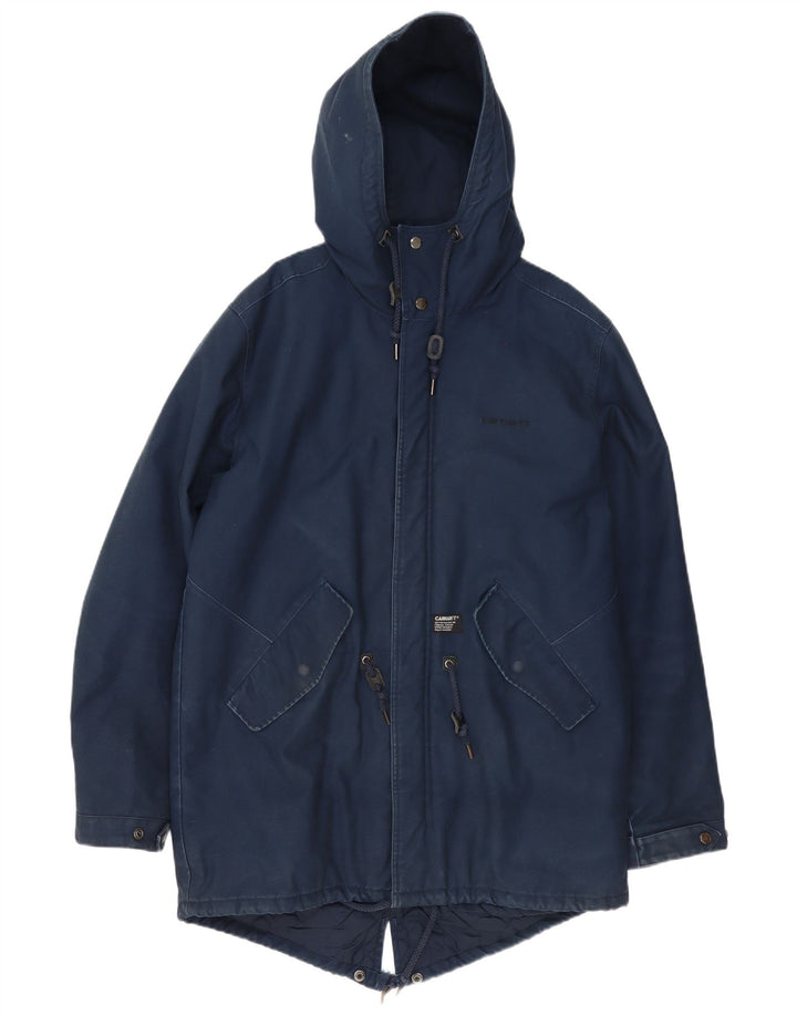 Jaqueta Parka masculina com capuz Carhartt UK 42 XL azul marinho poliéster