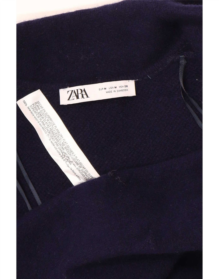 Jaqueta Blazer Feminina Zara Reino Unido 14 Lã Azul Marinho Médio