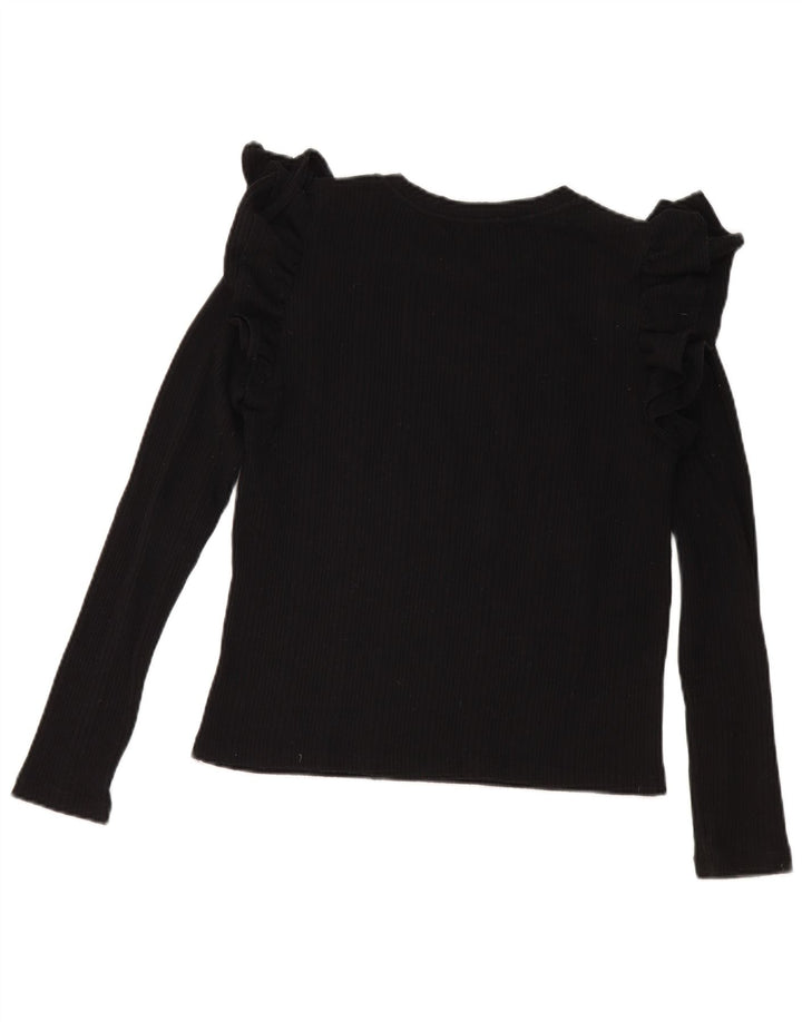 Zara Crop Top Feminino Manga Longa Reino Unido 12 Médio Preto