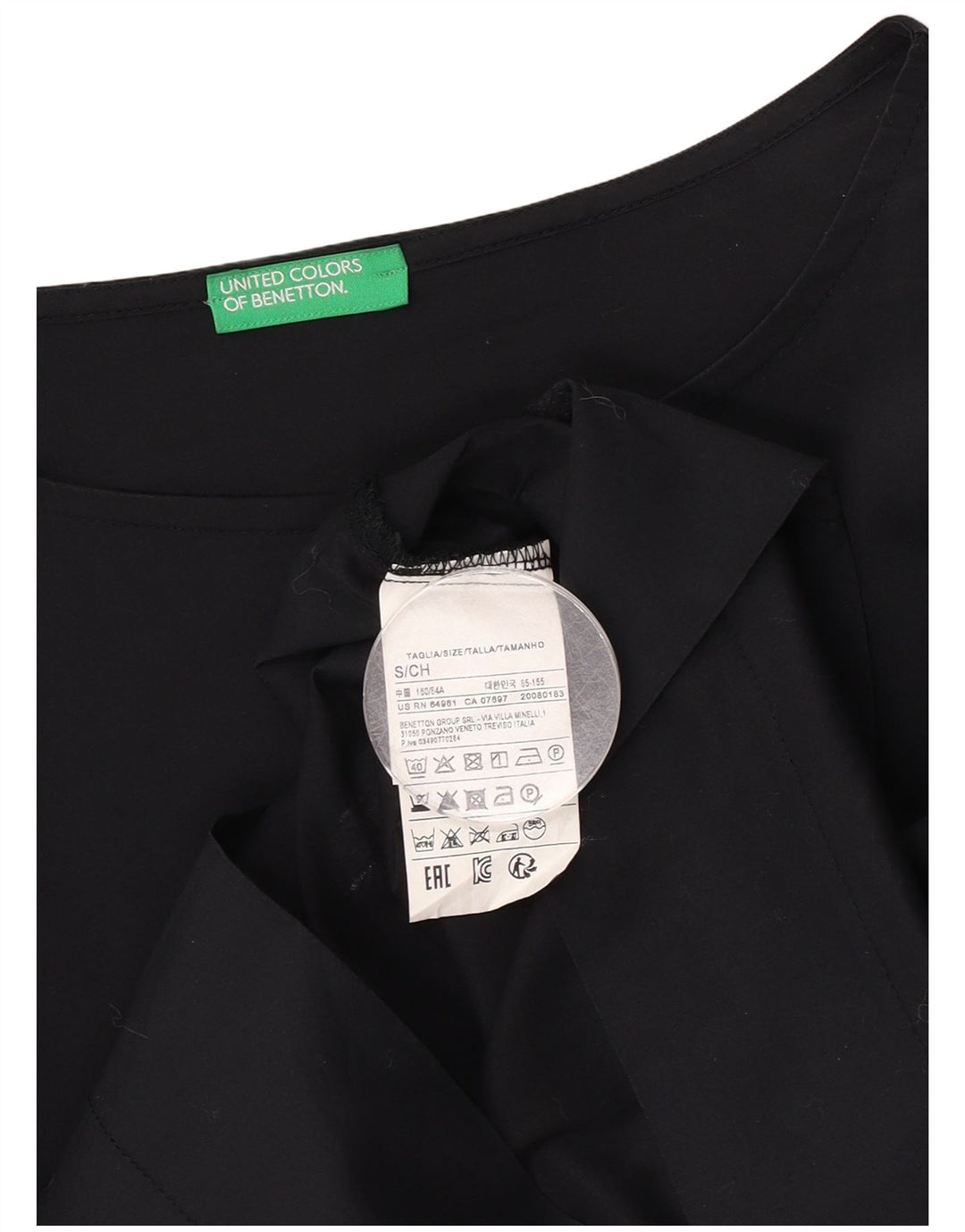 Blusa oversized feminina Benetton UK 10 pequeno algodão preto