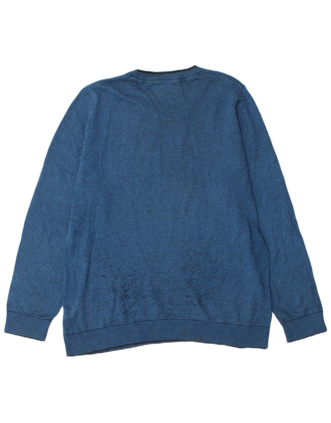 Suéter masculino Marks & Spencer com ajuste personalizado e gola redonda, grande azul
