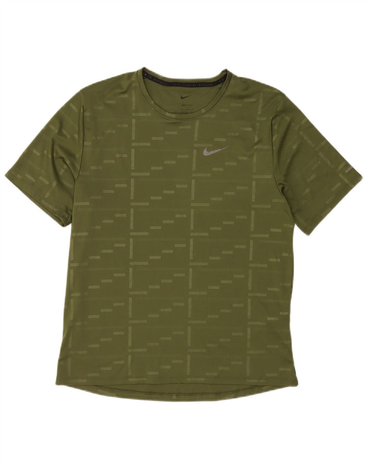 Camiseta masculina Nike Dri Fit Top grande poliéster geométrico verde