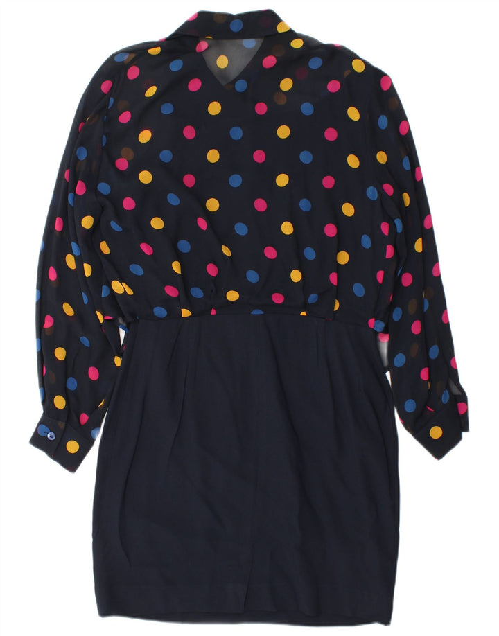 Vestido feminino Arezia bainha com amarração frontal Reino Unido 10 pequeno azul marinho manchado
