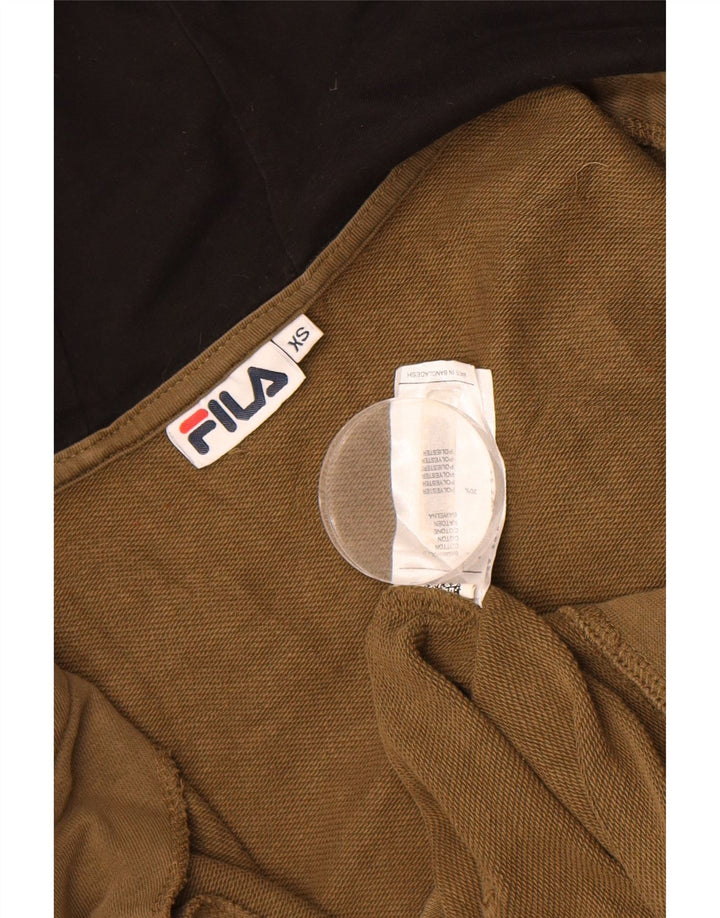 Suéter masculino FILA com capuz e zíper gráfico XS algodão cáqui