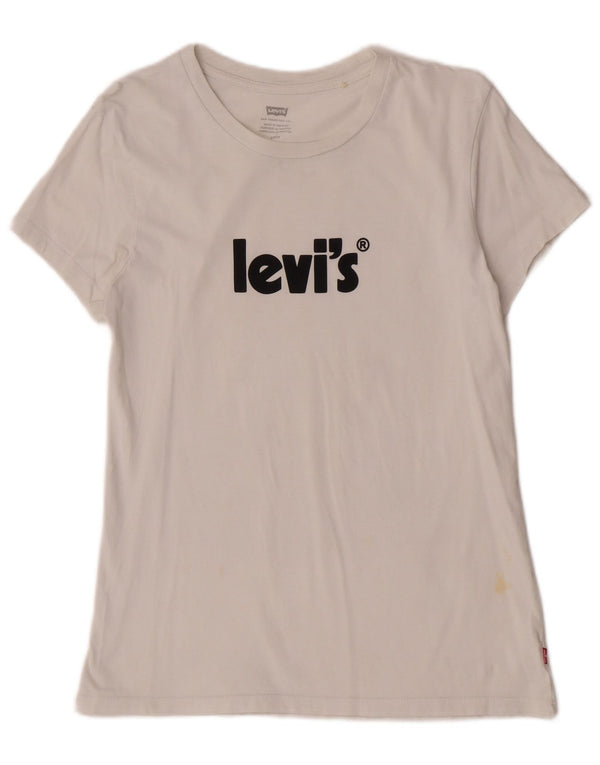 Camiseta feminina gráfica Levi's UK 10 pequena branca
