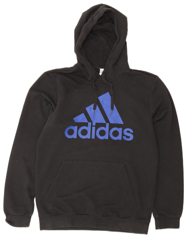 ADIDAS Mens Graphic Hoodie Jumper UK 40/42 Médio Algodão Preto
