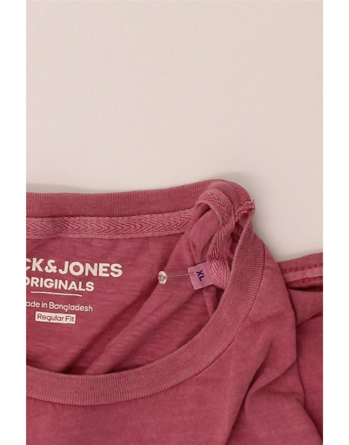 JACK & JONES Mens Regular Fit Graphic T-Shirt Top XL Pink Cotton Vintage Jack & Jones and Second-Hand Jack & Jones from Messina Hembry 
