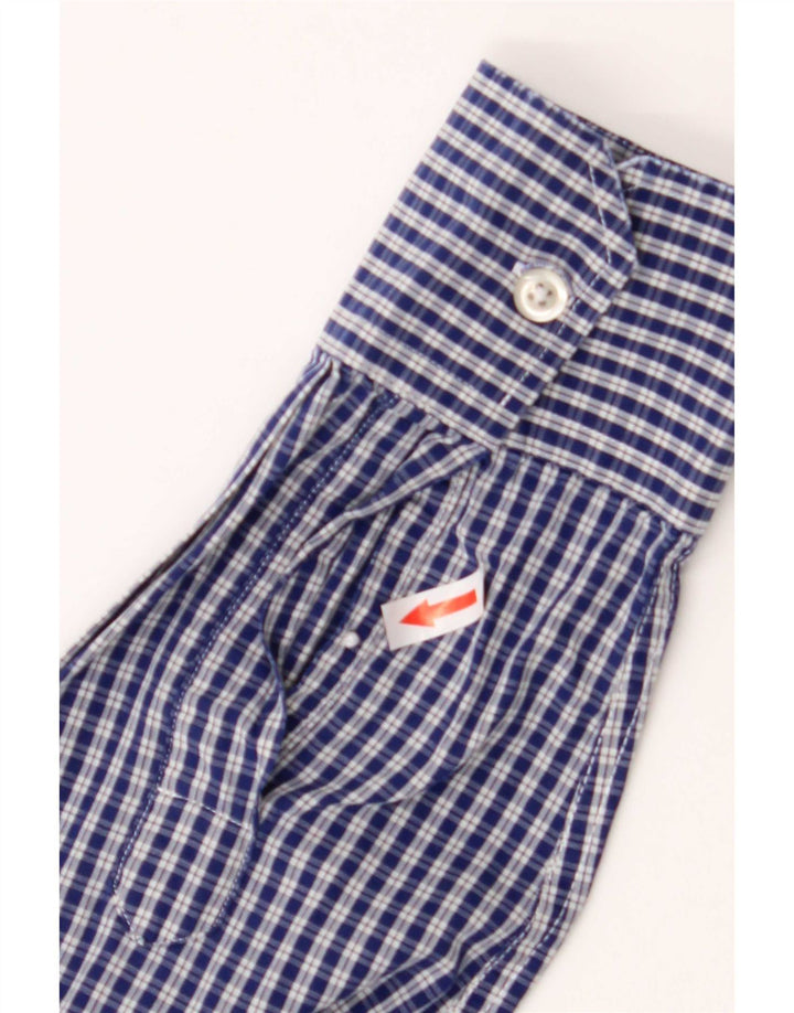Camisa masculina Benetton de algodão xadrez azul médio