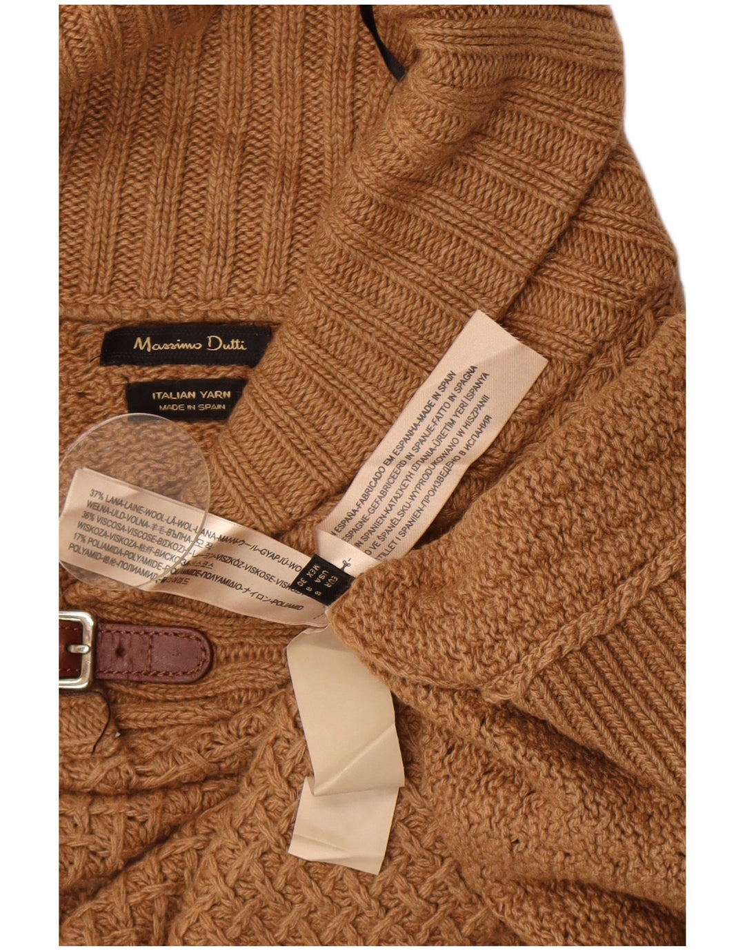 Massimo Dutti Poncho Jumper feminino US 8 lã marrom médio