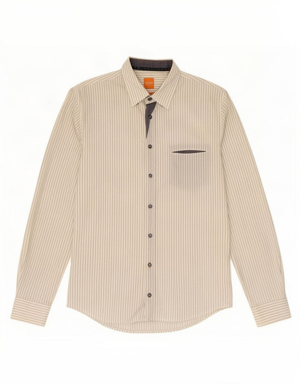 Hugo Boss camisa feminina slim fit médio algodão listrado branco