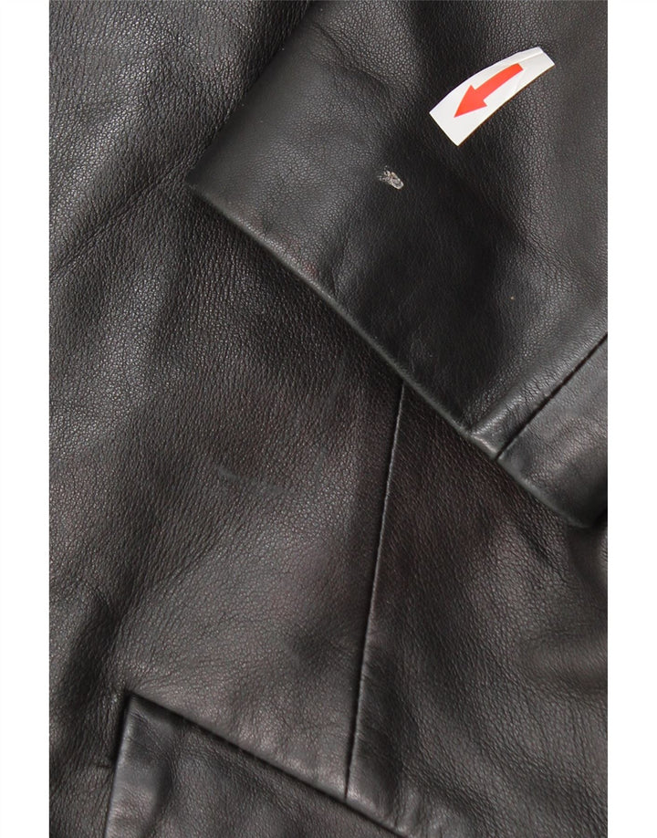 Jaqueta blazer de couro feminina vintage com 3 botões IT 46 couro preto grande