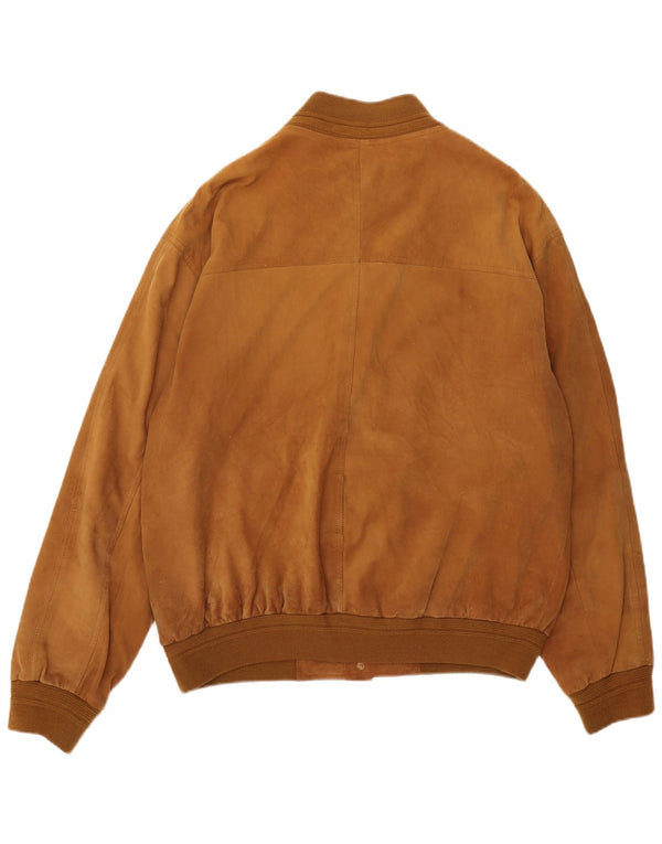 Jaqueta bomber masculina vintage de camurça IT 56 3XL couro marrom