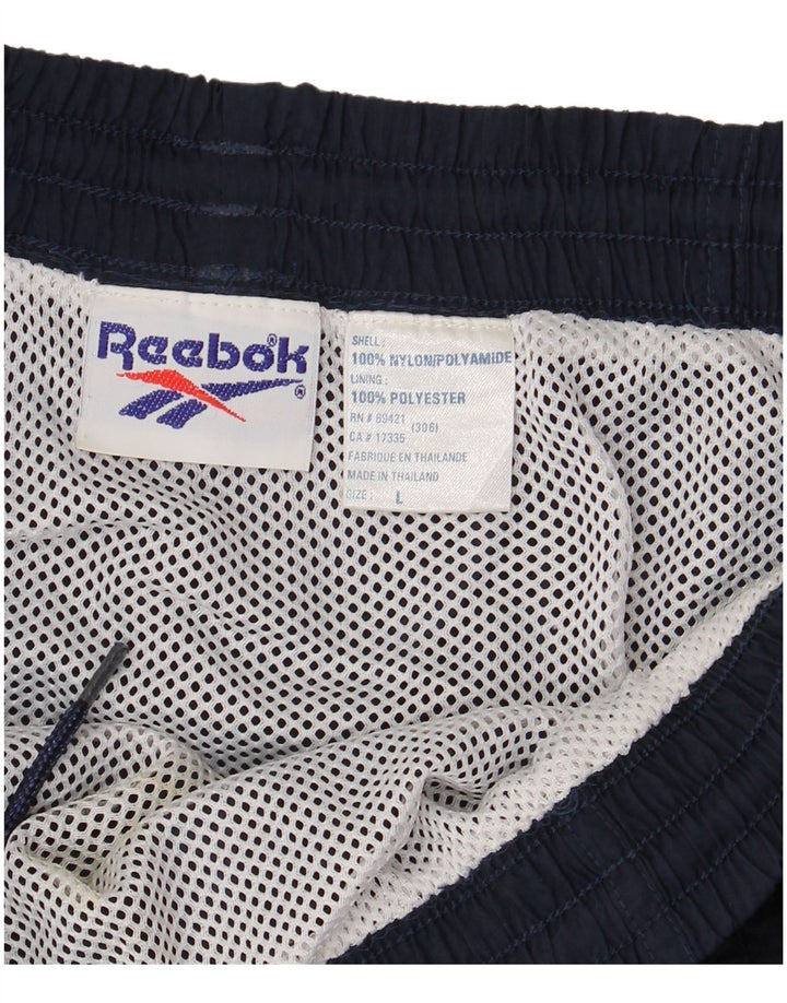 Shorts de natação masculino REEBOK gráfico grande azul marinho nylon