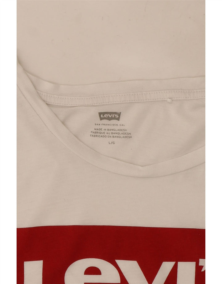 Camiseta feminina gráfica LEVI'S UK 16 grande branca