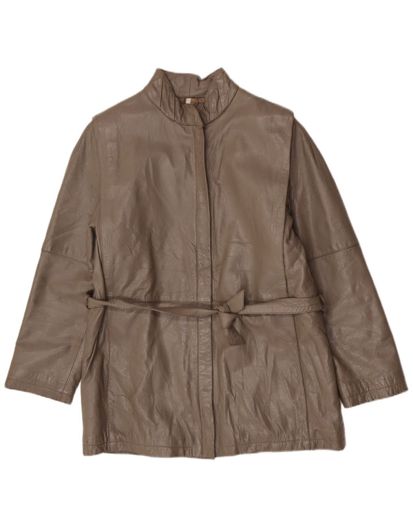 Jaqueta feminina vintage de ajuste regular IT 46 grande couro cinza clássico