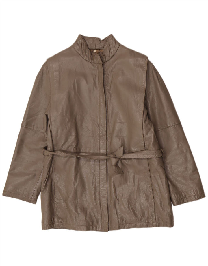 Jaqueta feminina vintage de ajuste regular IT 46 grande couro cinza clássico