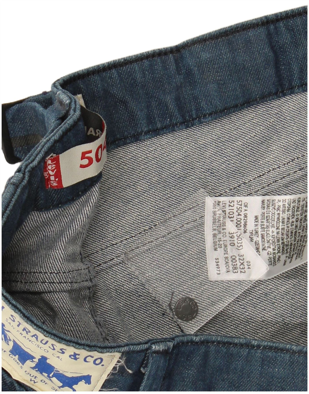 LEVI'S Masculino 504 Straight Jeans W32 L32 Azul Marinho Algodão