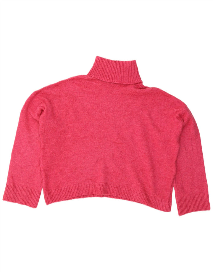 Zara Suéter feminino cropped oversized com gola redonda Reino Unido 14 médio rosa