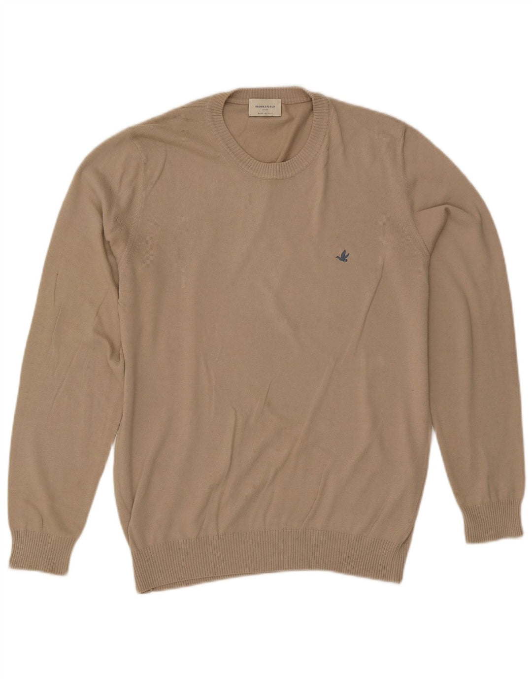 Suéter masculino Brooksfield com gola redonda, bege médio