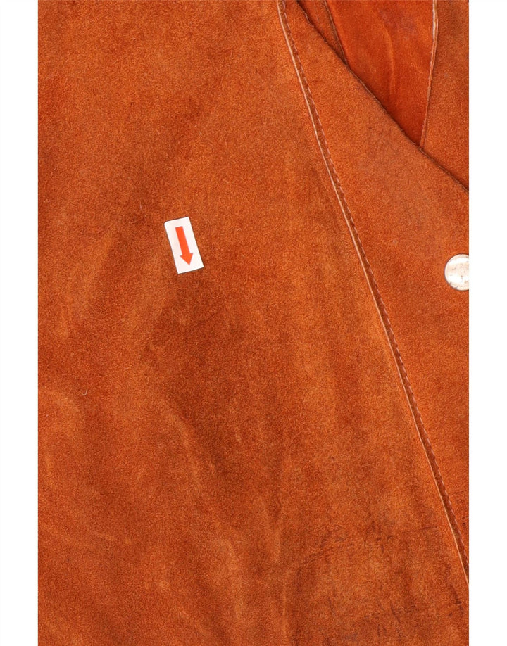 Colete de camurça vintage feminino Reino Unido 18 XL marrom ocidental