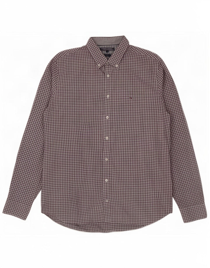 Camisa masculina Slim Fit Tommy Hilfiger XL cinza xadrez algodão