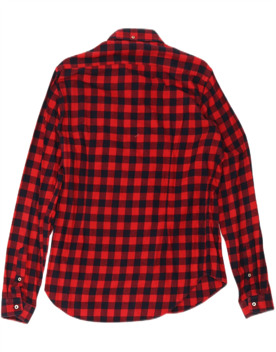 Camisa masculina de flanela Zara Slim Fit média vermelha guingão