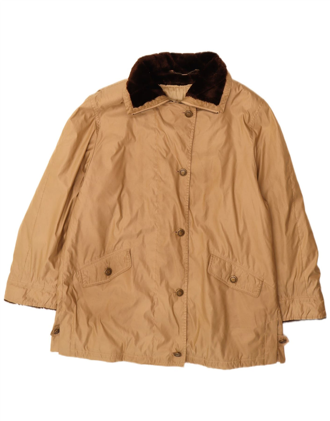 Casaco corta-vento oversized Delmod feminino UK 18 XL bege poliéster