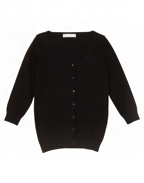 Zara Womens 3/4 Sleeve Cardigan Sweater UK 10 Small Black Cotton