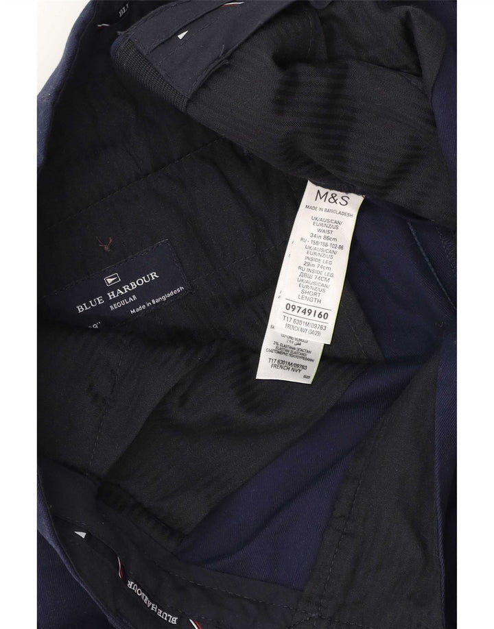 Calça Chino Regular Masculina Marks & Spencer Blue Harbor W34 L29 Azul Marinho