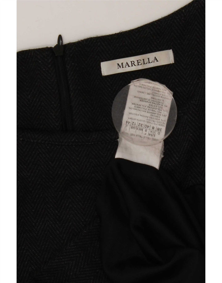 Vestido feminino Marella com bainha de manga comprida Reino Unido 12 espinha de peixe cinza médio