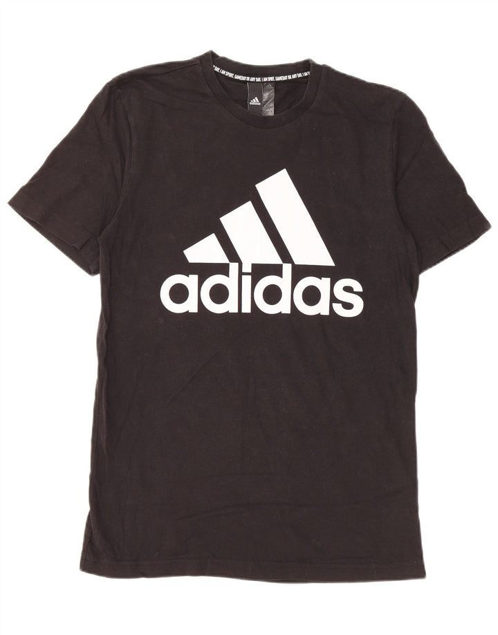 Adidas Mens Graphic T-Shirt Top Pequeno Algodão Preto