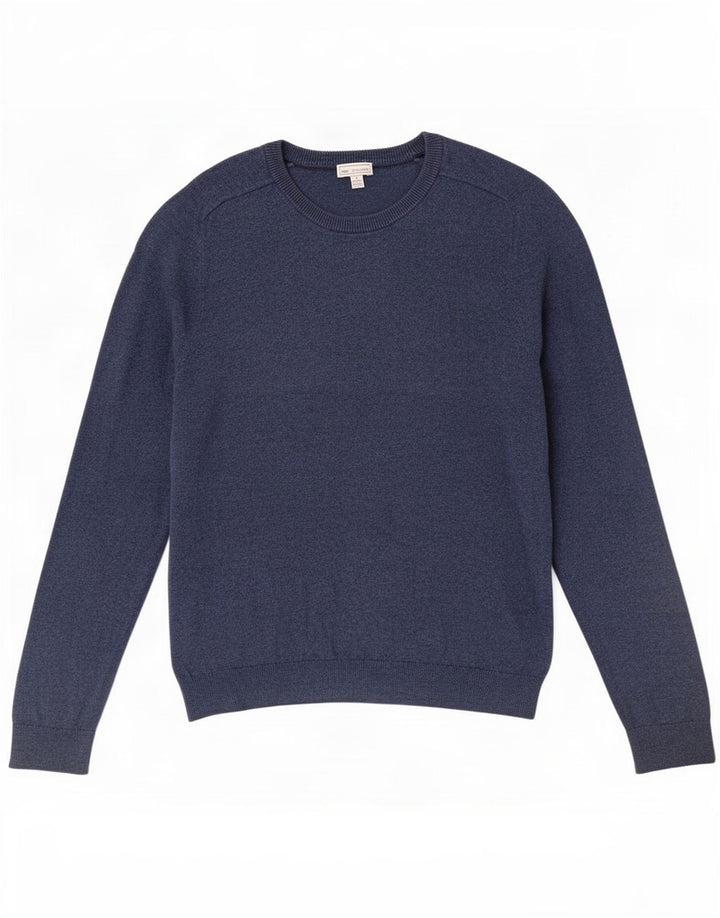 Suéter masculino Gap com gola redonda, pequeno algodão azul marinho
