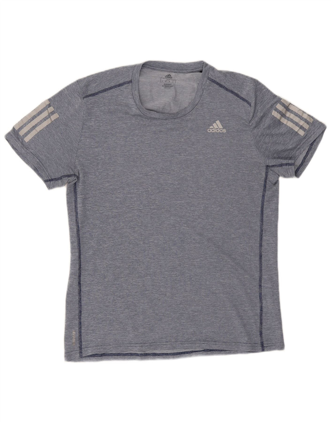 Adidas Mens Aeroready Camiseta Top Médio Azul Marinho Listrado Poliéster