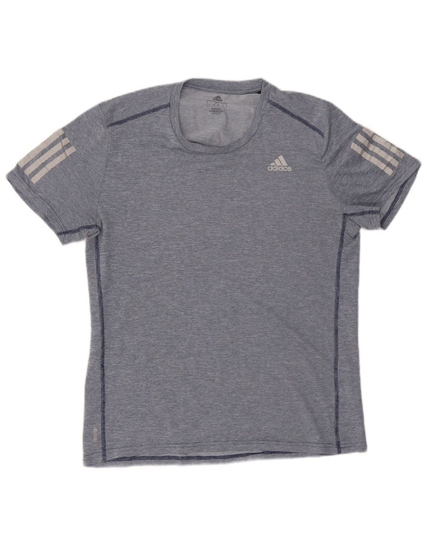 Adidas Mens Aeroready Camiseta Top Médio Azul Marinho Listrado Poliéster
