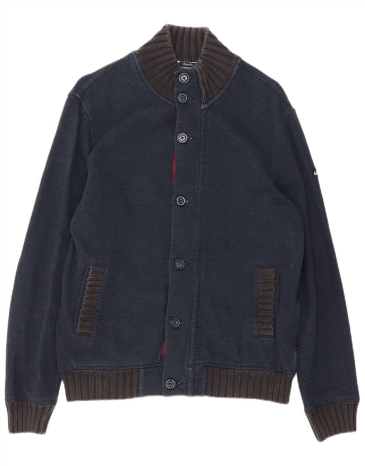 Suéter cardigã masculino Armani Jeans grande algodão azul marinho