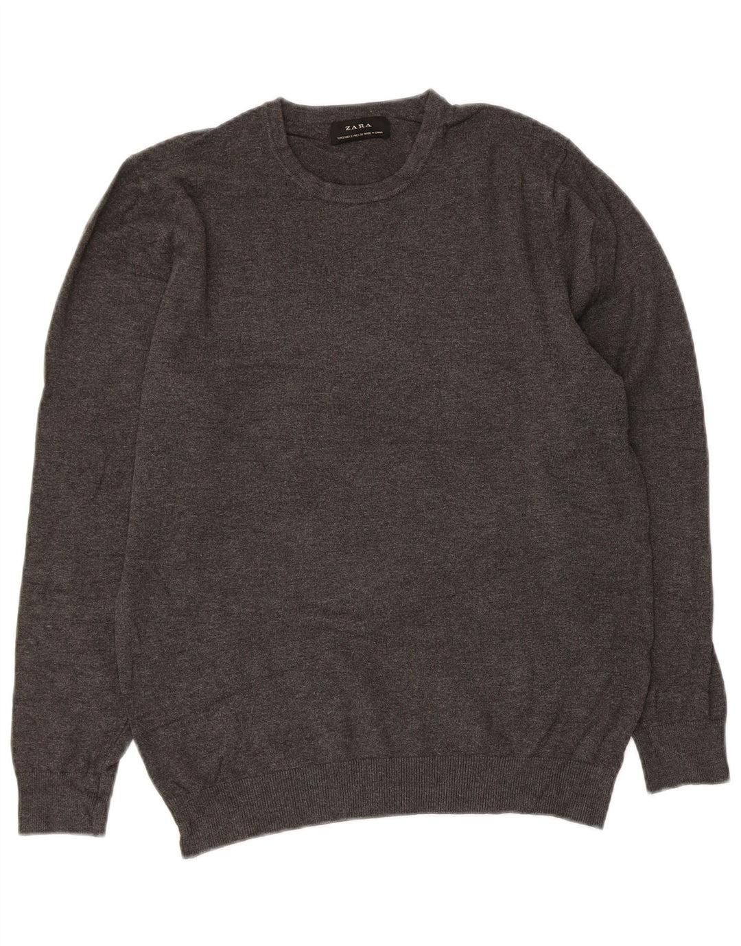 Suéter feminino Zara com gola redonda, Reino Unido 10 pequeno cinza