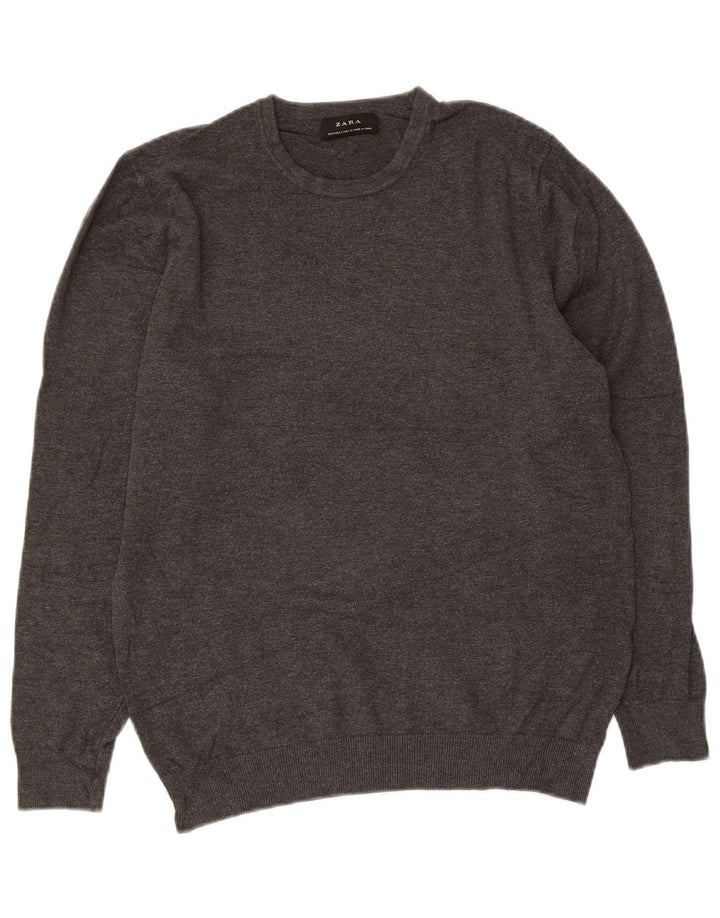 Suéter feminino Zara com gola redonda, Reino Unido 10 pequeno cinza