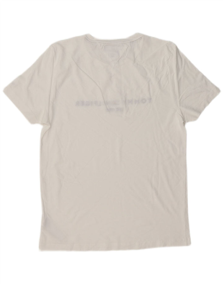 TOMMY HILFIGER Camiseta masculina slim fit gráfica top grande algodão branco