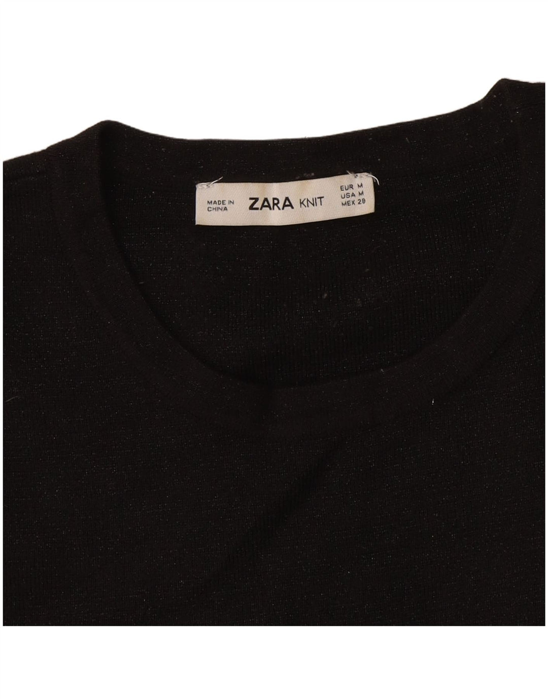 Camiseta Zara Feminina Crop Top UK 12 Médio Preto