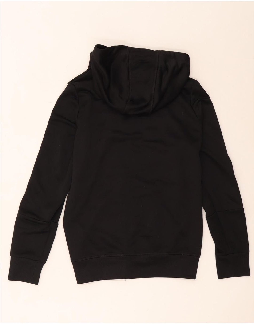 Suéter feminino Adidas com capuz e zíper gráfico UK 12 poliéster preto médio