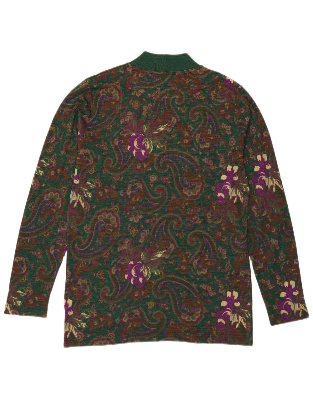 Suéter feminino Andrea Mare com gola tartaruga Reino Unido 14 Paisley verde médio