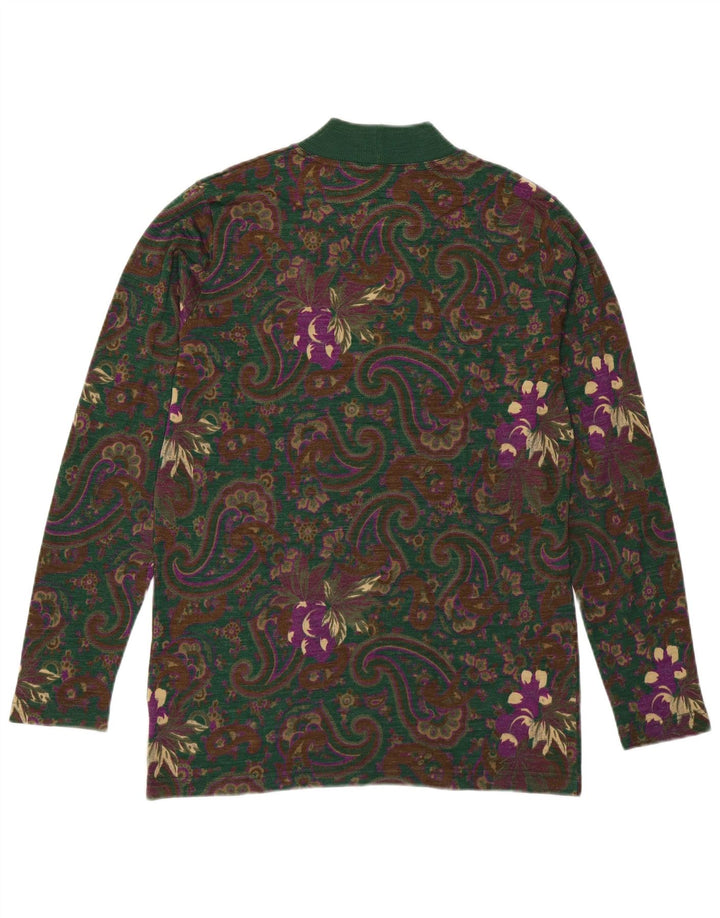 Suéter feminino Andrea Mare com gola tartaruga Reino Unido 14 Paisley verde médio