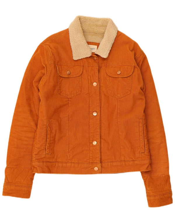 Jaqueta Wrangler Feminina Sherpa Corduroy Reino Unido 14 Grande Algodão Laranja