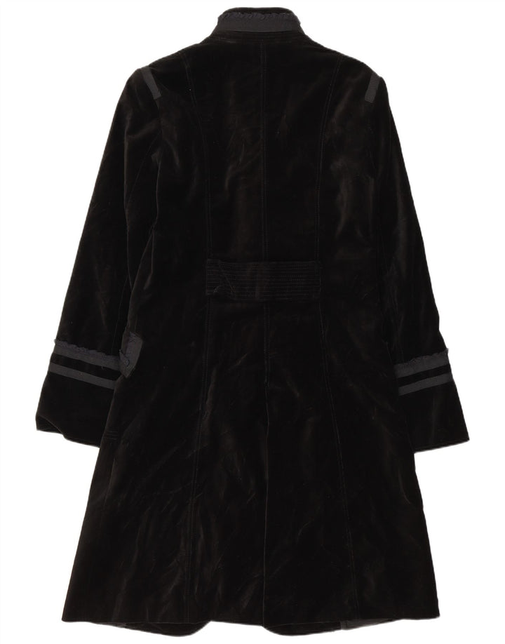 Sobretudo de veludo feminino vintage UK 10 pequeno preto