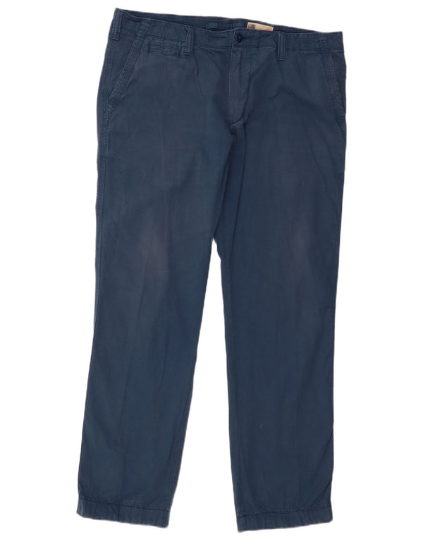 Calça chino reta masculina Marks & Spencer W36 L29 algodão azul